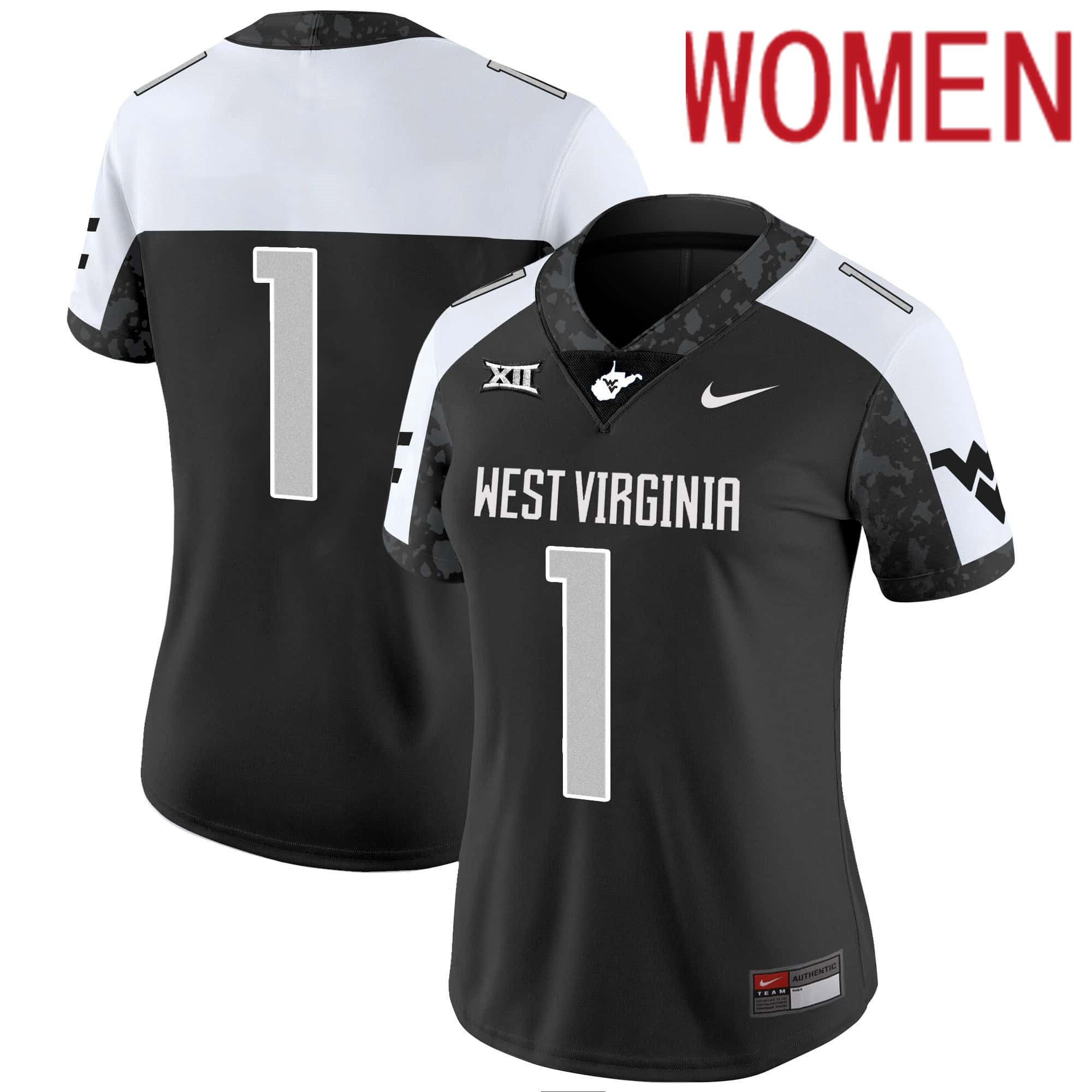 Women West Virginia Mountaineers #1 No Name Black 2024 Nike Vapor Limited NCAA Jersey style 1->customized nfl jersey->Custom Jersey